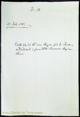 Venta de 21 libras censo otorgada por los Jurados de Ciudadela á favor de Dn. Bernardo Magin Oliv...