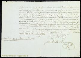 Justificant signat per Sebastián Pablo Alameda d'haver rebut una quantitat dinerària de Bernardo ...