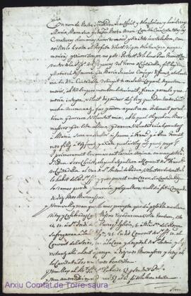 Testament de Pau Torrent i Juanico, conreador de la possessió d'Algaiarens