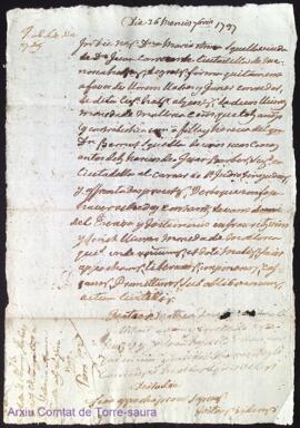 Acta de Llorens Llabres de 20 lliures cens ha quitat a Da. Maria Anna Squella als 26 Setembre 1797