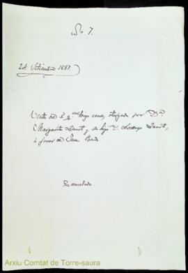 Venta de 5 quarteras trigo censo, otorgada por Dª Margarita Quart y su hijo D. Lorenzo Quart, á f...