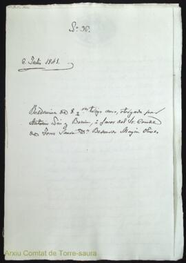 Redención de 8 quarteras trigo censo, otorgada por Antonio Nin y Bonnin, á favor del Sr. Conde de...