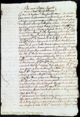 Testament de la Sra. Antonia Olivar y Gomila Vda del Gm. Sr. Gabriel Olivar Donzell vuy als 30 Ag...