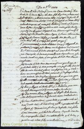 Testament de Esteva Feliu fill de Antoni y de Francina Oleo