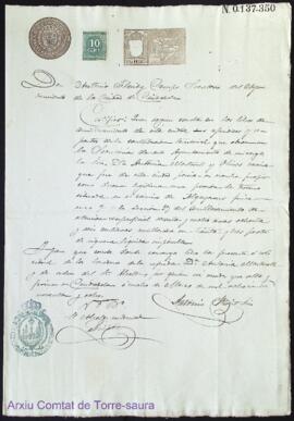 Certificat emès pel secretari de l'Ajuntament de Ciutadella de la possessió per part d'Antonia Ma...