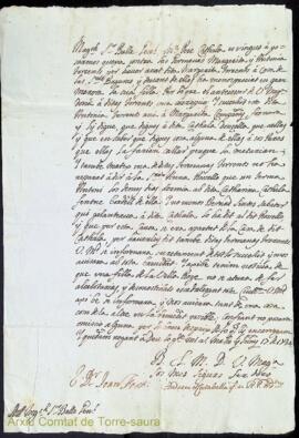 Carte dels ministras de informasio de diferens donas feta als 17 juny de 1734 (carta adreçada al ...