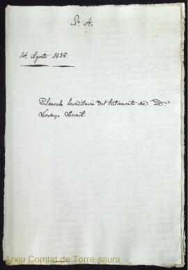 Cláusula hereditaria del testamento de Dn. Lorenzo Quart