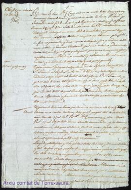 Testament de Juan Fornaris y Moll als 19 Febrer 1782