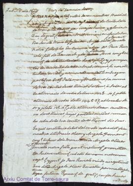 Spolit de M. Pere Barcelo viudo ab Angela Oliver donzella als 7 de Desembre de 1809