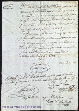 Acte de una tanca ha comprat Juan Catalá de Christoval Anglada, 30 Agost 1818