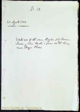 Venta de 4 libras censo, otorgada por Juana Gracias y Juan Bonet á favor de Dn. Bernardo Magin Ol...