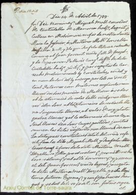 Spolit de Juan Torrent ab Martina Moll als 15 Abril 1799