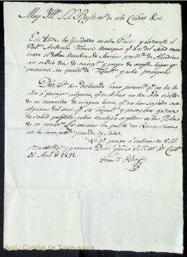 Carta emesa per Francisco Oleo adreçada als regidors de Ciutadella informant-los que s'ha posat e...