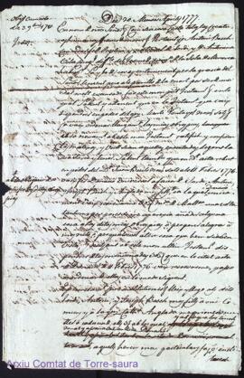 Testament del honor Antoni Bosch y Vila als 20 Abril 1777