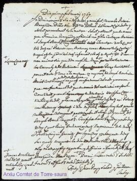 Adjuncció de dos firmada per lo honor Antoni Masquida á favor de Francina Masquida se filla mulle...
