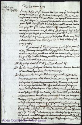 Testament de Margarita Barber muller de Antoni Massanet de las Ferrerias als 24 Mars 1777