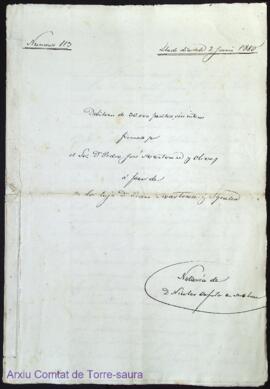 Debitorio de 30.000 pesetas sin interés firmado por el Sr. D. Pedro José Martorell y Olives á fav...