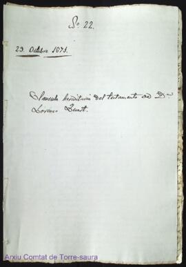 Cláusula hereditaria del testamento de Dn. Lorenzo Quart