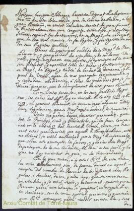 Còpia en català d'una carta emesa pel governador britànic de Menorca després de la cessió de l'il...