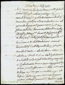 Spolit de Apolonia Monjo Donzella ab Joachim Cortes fadrí als 10 de Juriol de 1767