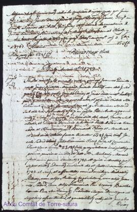 Venda de unas casas firmada per Juan Quintana a favor de Joseph Triay als 6 Octubre 1782