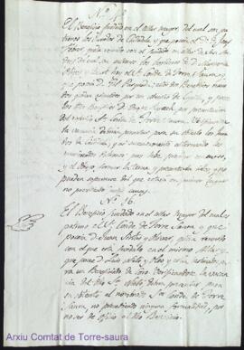 Document entorn a la reunió de beneficis esclesiastics de l'altar major de la Catedral de Menorca