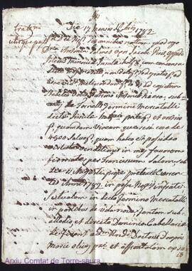 Acta de una viña que Antonia Galmes establi al patró Antoni Riera als 17 Novembre 1782