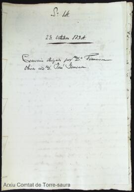 Convenio otorgado por Dª Francisca Olives con D. José Guevara, dia 23 de octubre de 1794