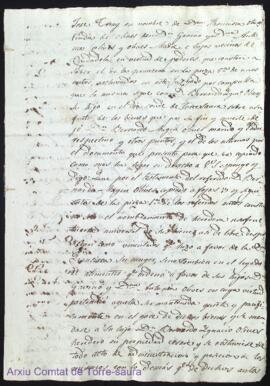 Documents d'una causa judicial entre Bernardo Ignacio Olives i Olives, primer comte de Torre-saur...