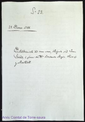 Establecimiento de unas casas, otorgado por Juan Giraud, á favor de Dn. Bernardo Magín y Martorell