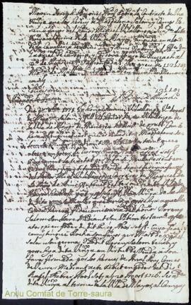 Contracte de venda d'una vinya dels hereus de Magdalena Salom i Camps a favor del honor Miquel Vi...