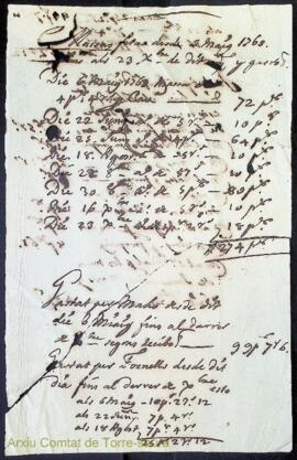 Massas fetas desde 6 Maig 1763 fins als 23 Desembre de dit añy y gastos