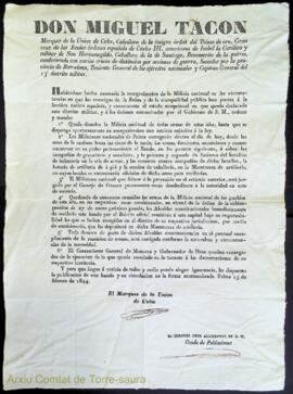 Ordenança pública emesa durant el regnat d'Isabel II per Miguel Tacón, marquès de la Unió de Cuba...