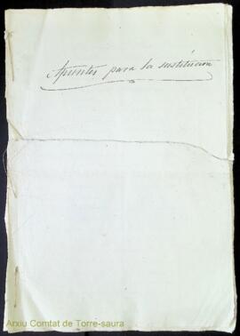 Apuntes para la sustitución (relació d'inversions, millores i costos a les propietats i llocs de ...