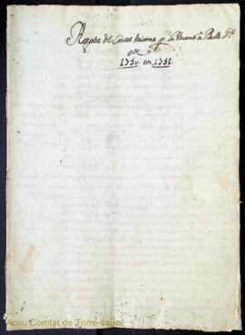 Registre de cartes missives per lo tocant á Balle General en 1750 en 1751