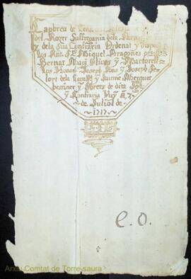 Documentació relacionada amb l'església i la confraria de Nostra Senyora del Roser de Ciutadella,...