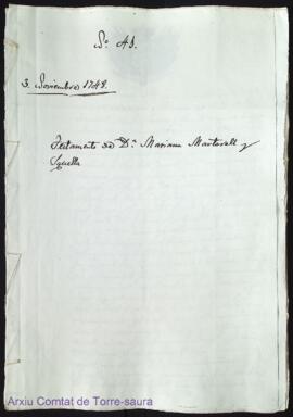 Testamento de Dª Mariana Martorell y Squella