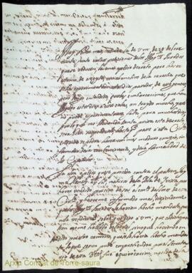 Carta emesa per Josep Izaguirri adreçada al batlle general de Menorca