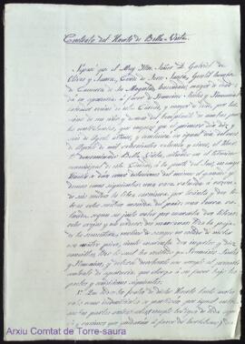 Contrato del Huerto de Bella Vista / Contracte d'amitgeria de l'hort de Bellavista entre Gabriel ...