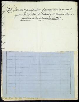 27 Documentos justificativos que acompañan a la cuenta de gastos de los Sres. D. Gabriel y D. Fau...