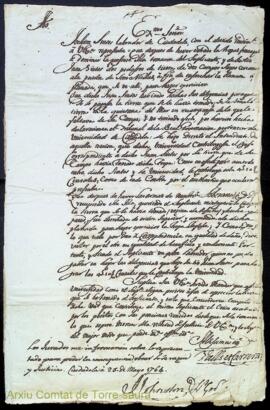 Documentació signada pel governador general de Menorca James Johnston adreçada a la Universitat d...