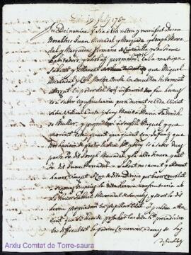 Divisio dels bens y heretat de Miquel Mercadal y Coll firmada per Joseph y Juan Mercadal y Masqui...