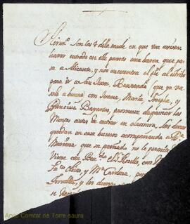 Dues cartes incompletes emeses per Bernardo José Olives