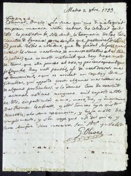 Correspondència emesa per diferents remitents adreçada a Gabino Olives i Martorell