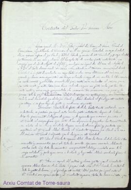 Contrata del Predio Son Saura Nou / Contracte d'amitgeria del lloc de Son Saura Nou entre Gabriel...