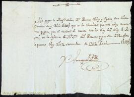 Rebut signat pel prevere Amengual d'haver rebut de Bernardo Ignacio Olives i Quart la quantitat d...