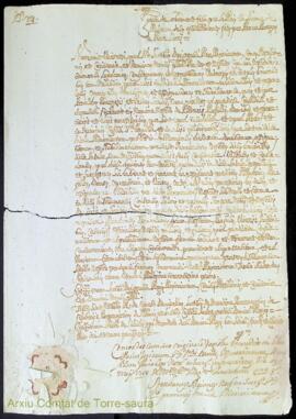 Carta de losament feta per lo Rey en Jaume de Mallorca dels establiments fets per Arnau Burgas e ...