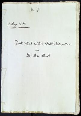 Cartas dotales de Dª Beatriz Campsous con Dn. Juan Quart. 5 Mayo 1543 / Capitols matrimonial de l...