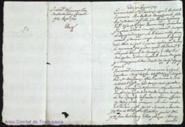Testament de Esperansa Oleo muller de Llorens Cursach als 30 Agost 1759