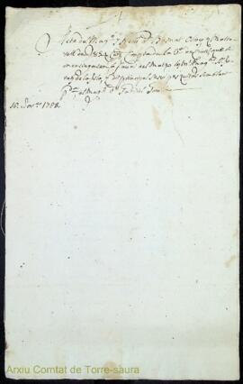 Acte del Magh. y Noble Dn. Bernat Olives y Martorell de 8 lliures cens compra de la Universitat d...